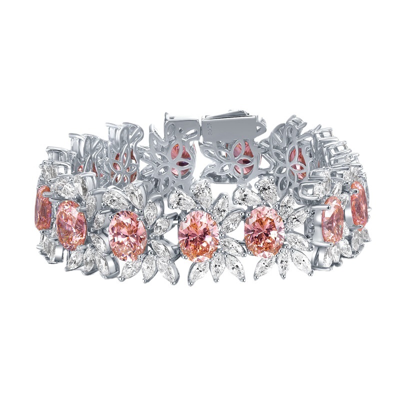 Sophisticated Handcrafted Chain Bangle Accented by Real Gemstones