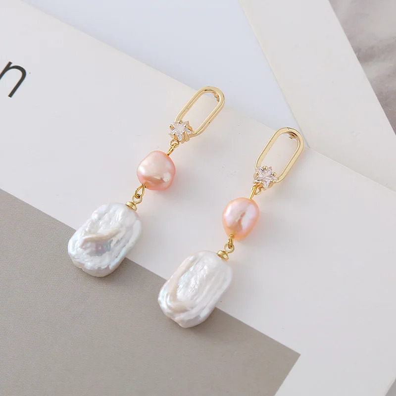 Arrival 100% Natural Baroque Freshwater Pearl 14K Gold Filled Female Tassels Stud Earrings Jewelry Anti Allergy For Women 250517