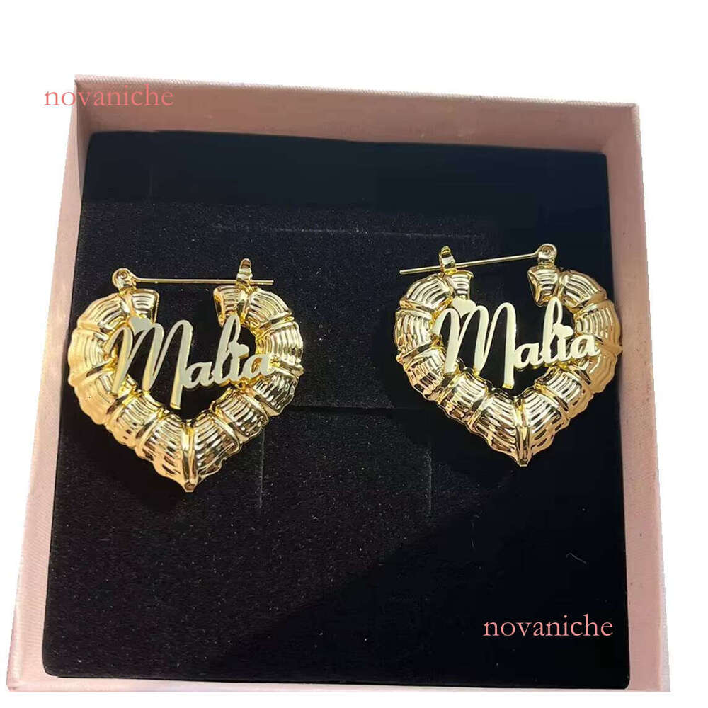 Autumn Cold OEM Waterproof Stainless Steel Letter Heart Shaped Bamboo Circle Girls' Earrings