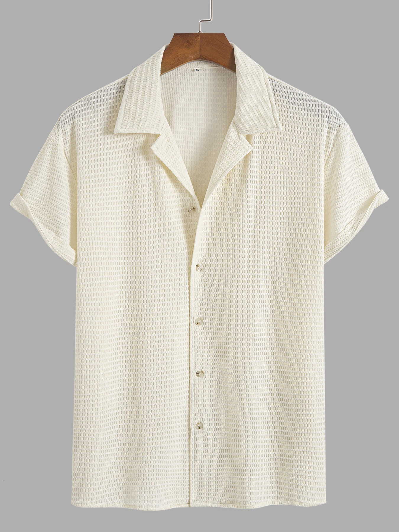 Mens Knit Shirt Casual Button Down Short Sleeve Shirts Summer Cuban Collar Vacation Beach Fashion Tops 250520