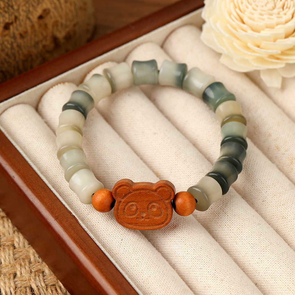 Sandalwood Hand Cartoon Fashion Bracelet Female Bodyguard Couple's Cat Head Jewelry Bead String Cultural Play