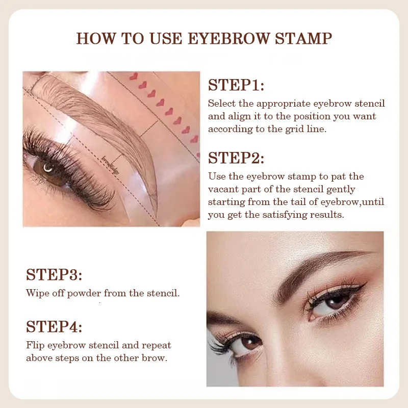 Eyebrow Powder Stamp Shaping Kit Waterproof Long Lasting Makeup Brushes eyebrow paint pencil Eye Brows Stencil Korean Cosmetics 250515