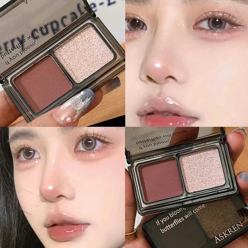 Punk Blue Black Eyeshadow Palette 2 Color Glitter Matte Dark Smoky Eyeshadow Shimmer Shinny Eye Pigment Cosmetic Makeup for EyesXJ250520