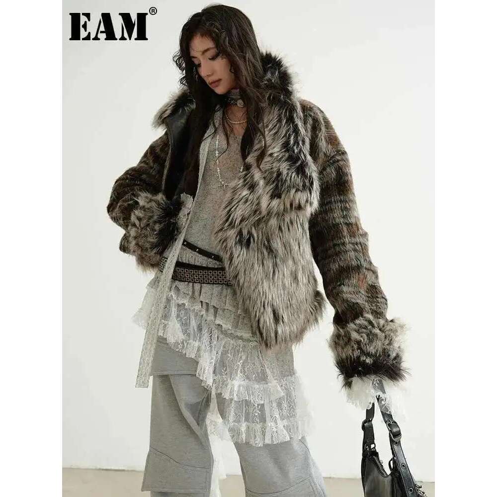 New Women's Plaid Faux Fur Jacket for Autumn and Winter