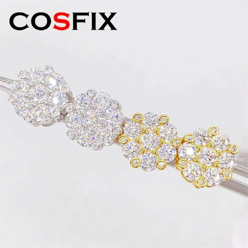 Moissanite Stud Earrings for Women Yellow Women Full Moissanite Stud Earrings Luxury Round Cut Womens Moissanite Stud Earring