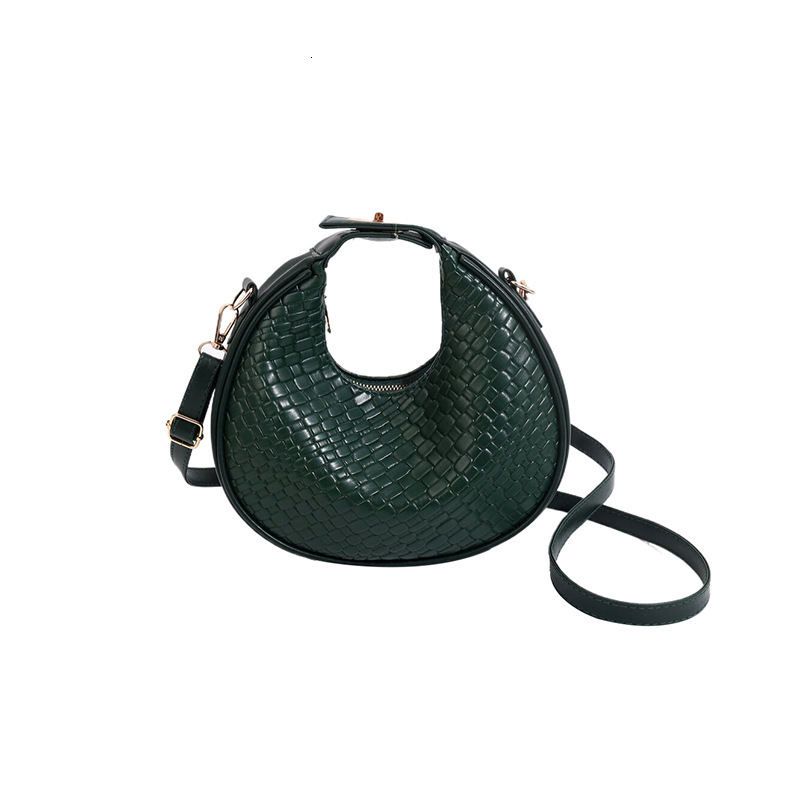 2024 New Fashion Knitted Pattern Single Crescent Simple Solid Color Western Style Handheld Cross Shoulder Women's Bag