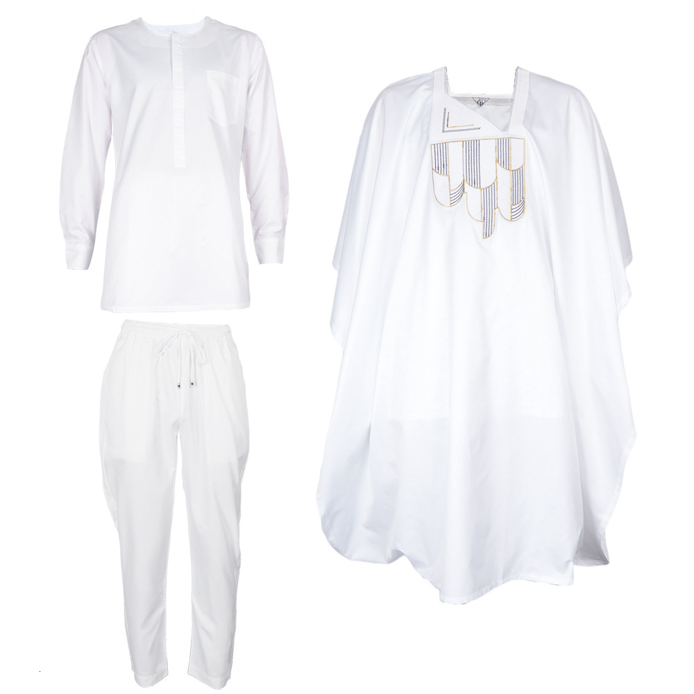 Designer Clothing Men's Long Robes Casual Clothes And Pants Matte Fabric Embroidery Versatile 2025 New Style