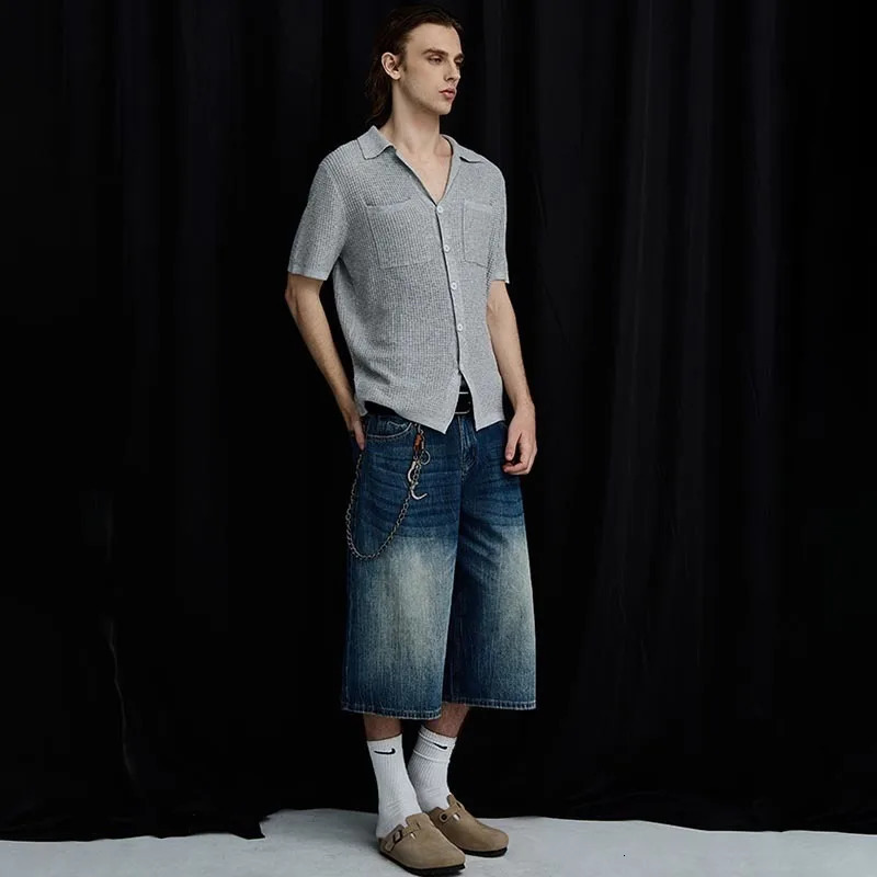 LUZHEN Summer Trendy Elegant Solid Color Knitted Short Sleeve Shirts Mens High Quality Fashion Temperament Tops JY1802 250520