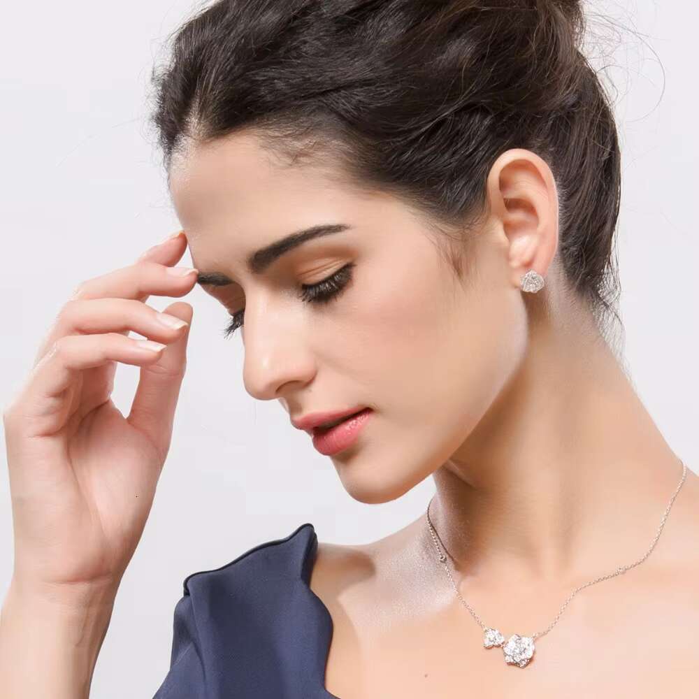 Rotimi Fashion Statement Rose Cube Zircon Champagne Gold Plated Earrings for Women's Brincos