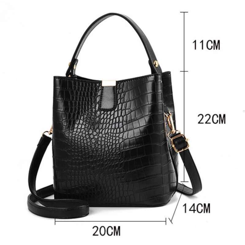 Retro Alligator Bucket Women Pattern Handbag Capacity Casual Crocodile Shoulder Messenger Bags Ladies PU Purse