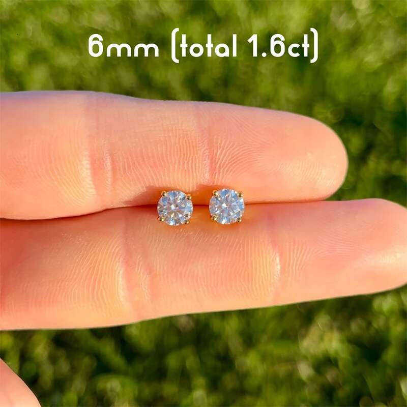 0.2-2ct Womens Moissanite Earrings D Color Six Claws Screw Moissanite Earrings 2023 Trend Silver 925 Real Moissanite Jewerly