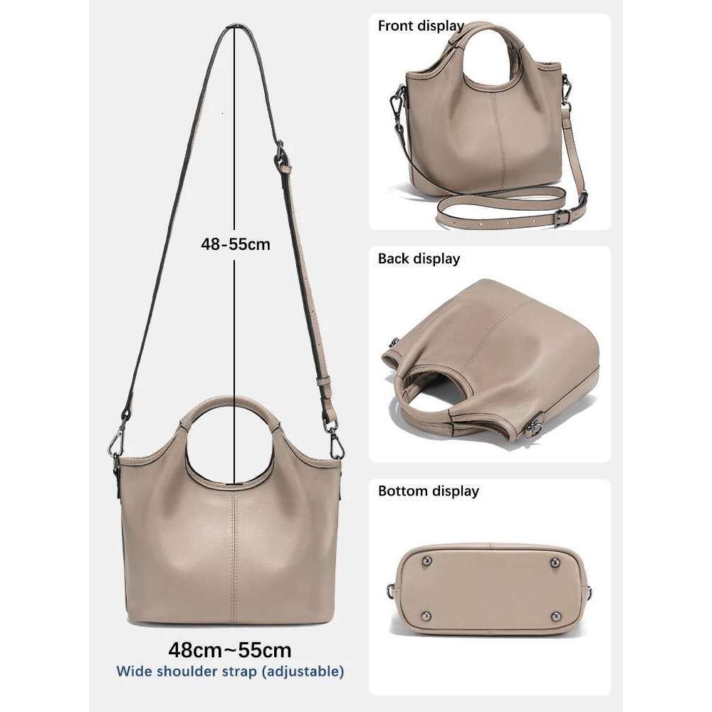 Zency Vintage Leather Shoulder Bag Women Small Designer Khaki Tote Crossbody Hobo Handbag Large Capacity For Shopper