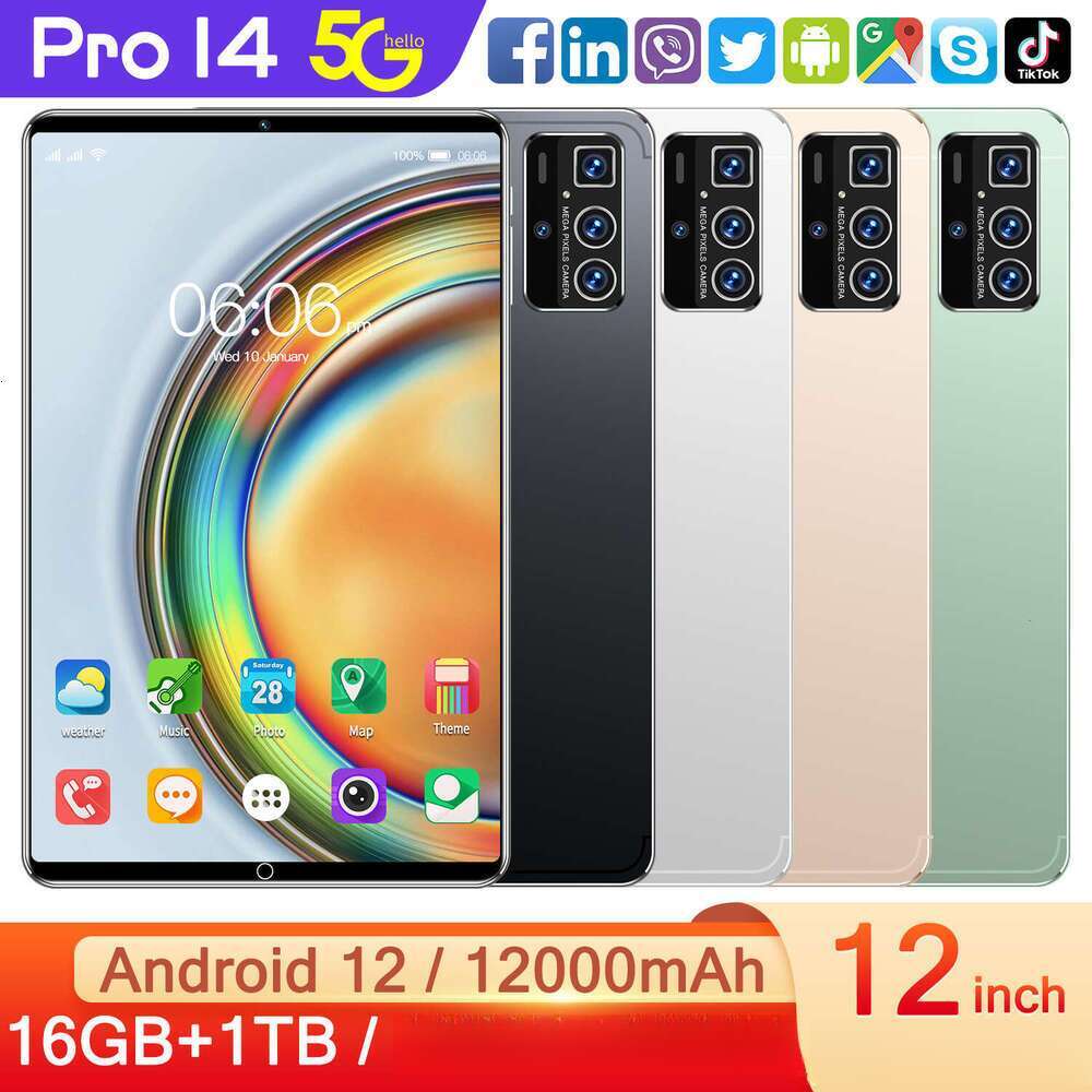 Hot selling Android Pro14 12 inch tablet 16+1T Android SIM Dual Standby Large Screen Touch Mobile Computer Two In One
