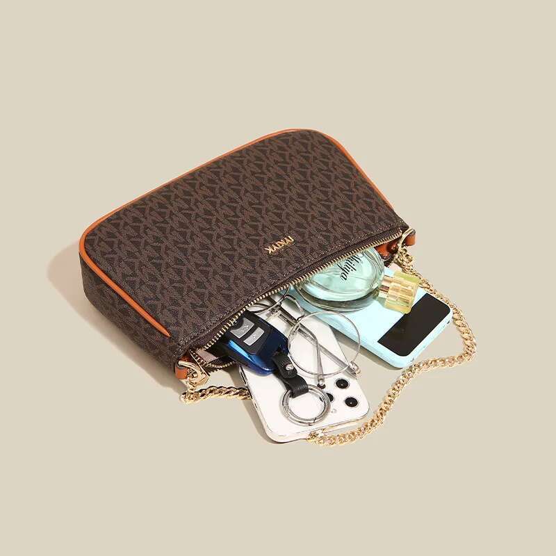 Fashion Old Flower Bag Girls Shoulder Crossbody Retro Two Women's Bags Printed Letters Chain Decoration PU Material
