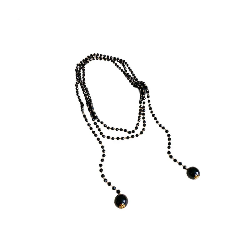 Round Pearl Long Necklace Autumn and Winter Layered Sweater Chain Accessories 250520