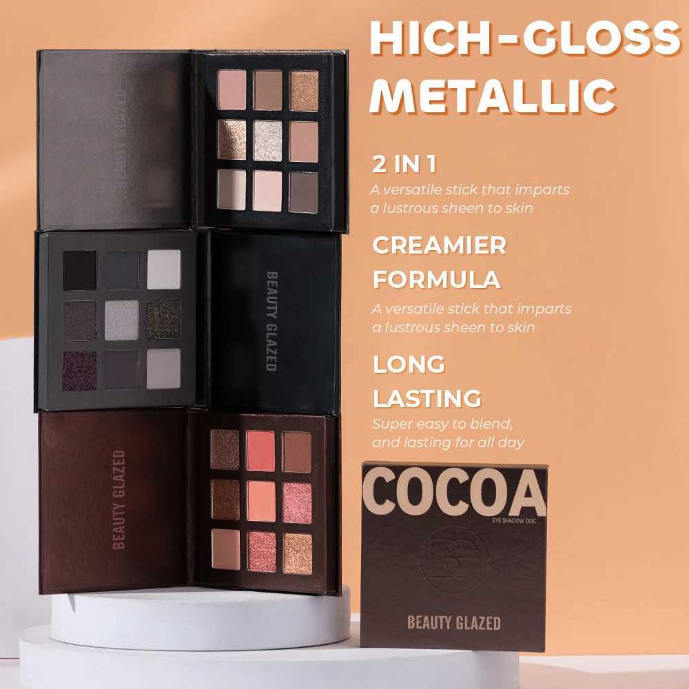 Beauty Glazed 9 Colors Eye Shadow Disc Makeup Palette Matte Shimmer Eye Pigmented Powder Make Up New Warm Earth Color Eyeshadow W250520