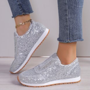Large Size Casual Shoes New Sequined Cloth Shoes For Sports And Leisure Women Shallow Mouth Flat Bottom Round Toe Ddmysaturn