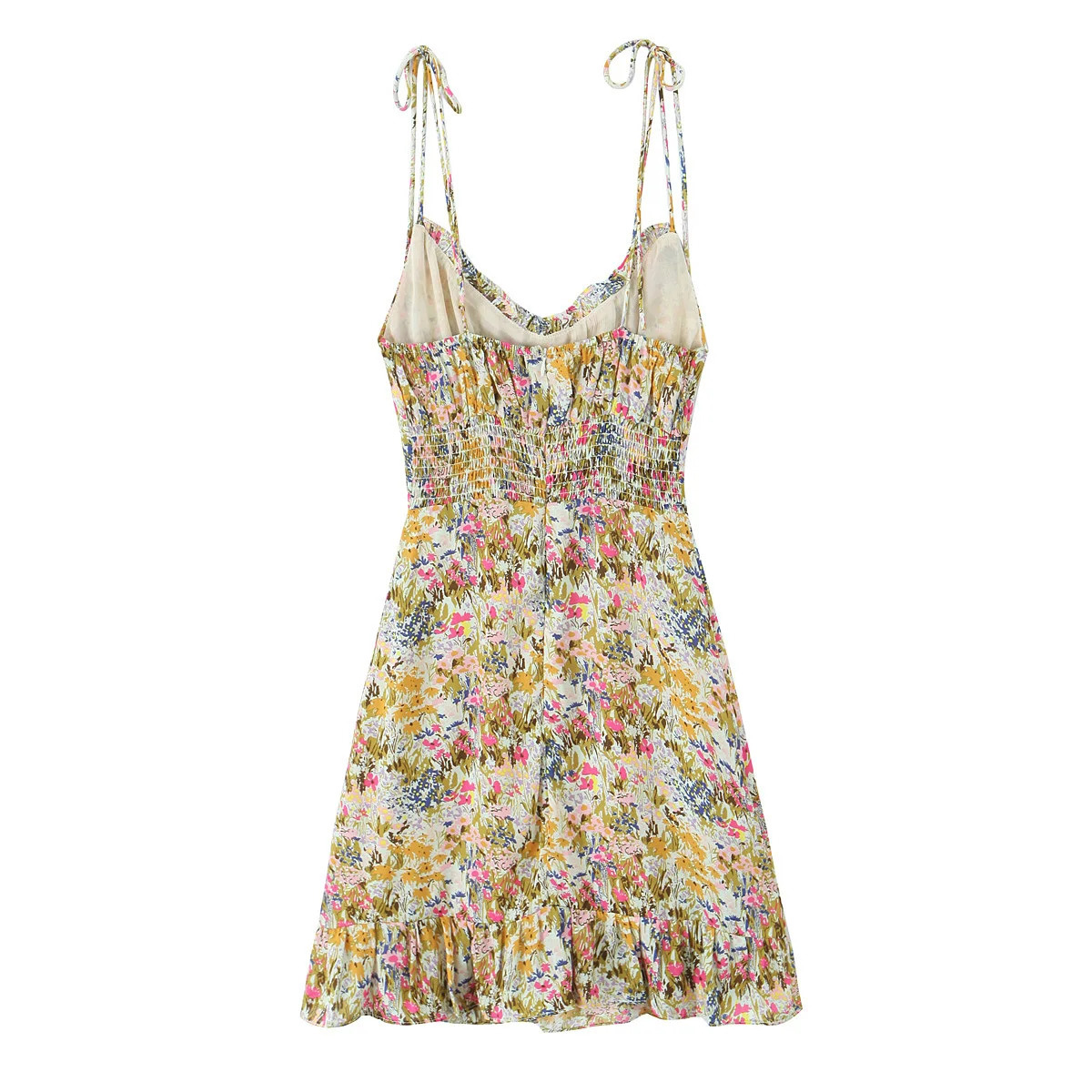 UNIZERA womens dress retro floral printed wood ear slim Vneck sling temperament summer 250520