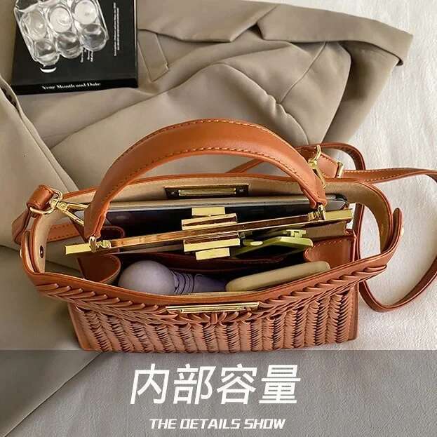 2025 Women's Woven Tote Spacious Designer Handbag for Commute Trendy Crossbody Shoulder Bag & Stylish Work Accessory