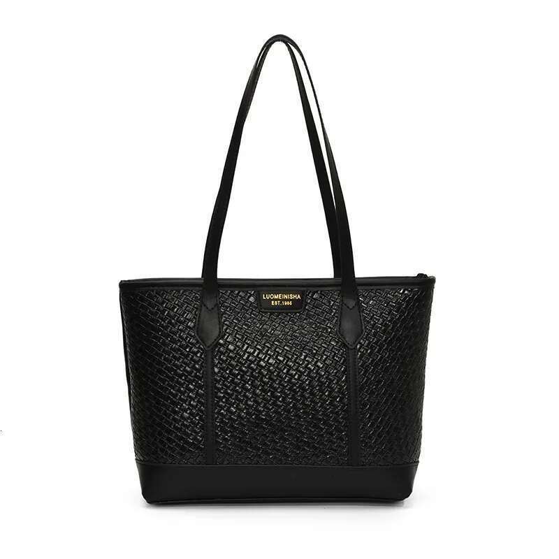 Trendy 2025 Women's Woven Tote Spacious Capacity, Chic Texture, Perfect for Both Casual and Work Commutes, Single Shoulder Style