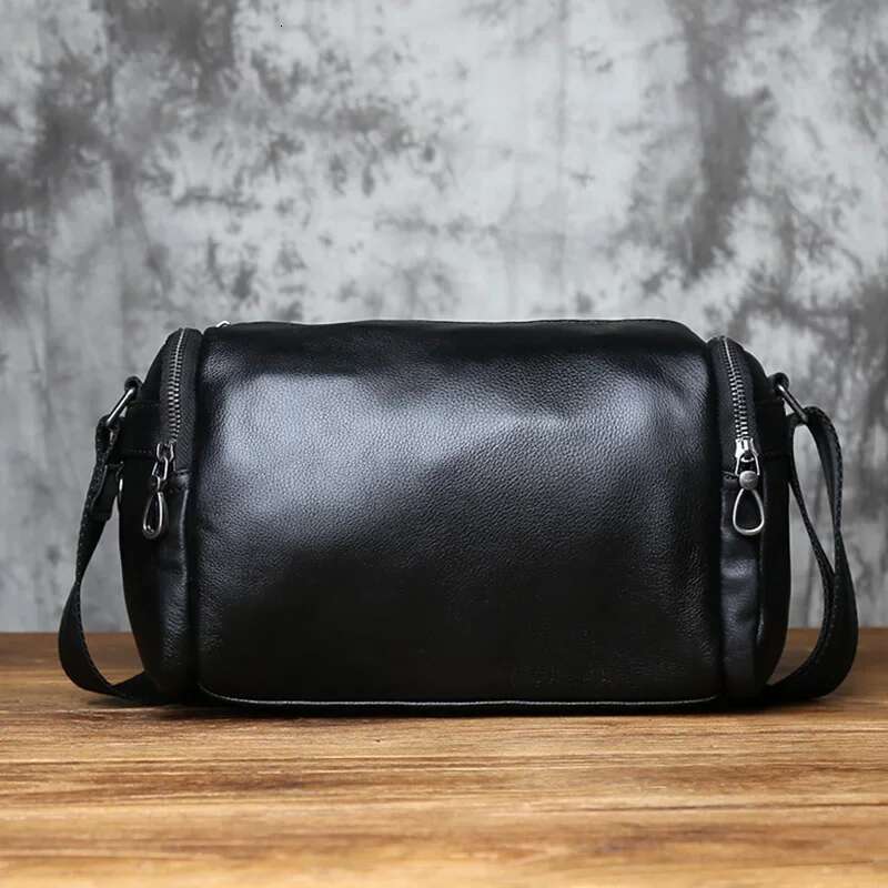 NZPJ Genuine Leather Shoulder Trendy Crossbody Top Layer Cowhide Men's Bag Leisure Postman Bag For 10 Inch Ipad