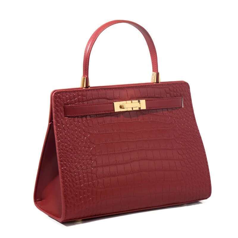 Small Niche Design Shoulder Odino Handbag, Genuine Leather Women's Bag, Red Mother's Bag