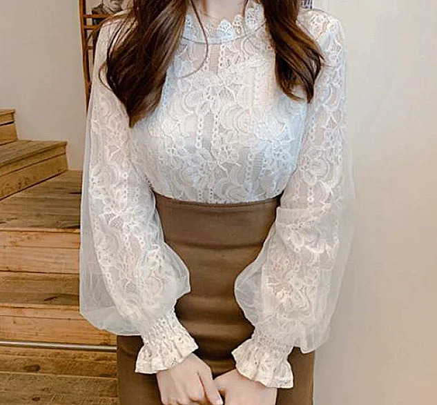 Women T Shirts Vintage Spring Winter Tees Autumn Mesh Lace Beads Hole Sexy Tops Warm Blouse Top Casual Full Long Sleeve Shirt 250520