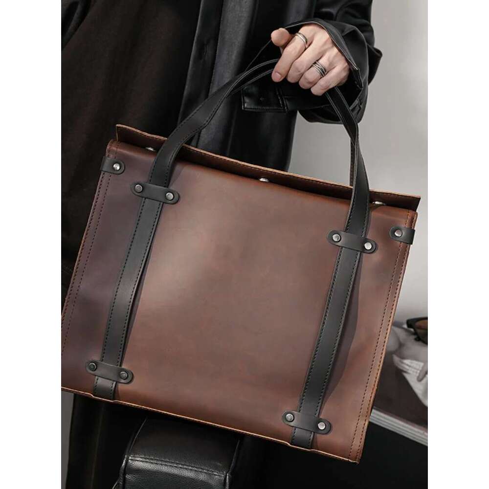 Discount Men's Briefcase Crazy Horse Leather Business Boston Bag Designer's Cross Bag Large Capacity Totes Handbags