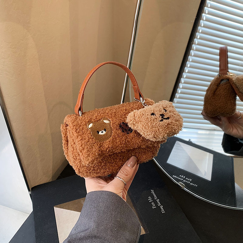 Free Delivery Designer Bag Cute Cartoon Plush Small Square For Women In Spring 2025 New Fresh Sweet Shoulder And Stylish Crossbody Luxury Bag8520