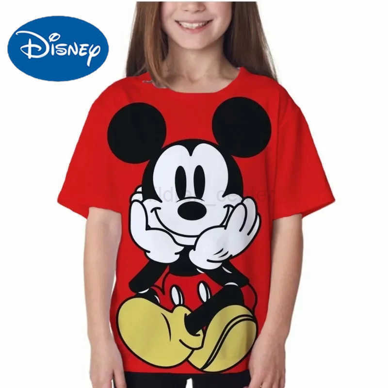 2024 Summer New Disney Mickey Mouse 3d Print T-Shirt Children Cute Kid Cartoon T-shirt Boys Girls Clothing Unisex Short Sleeves W250520
