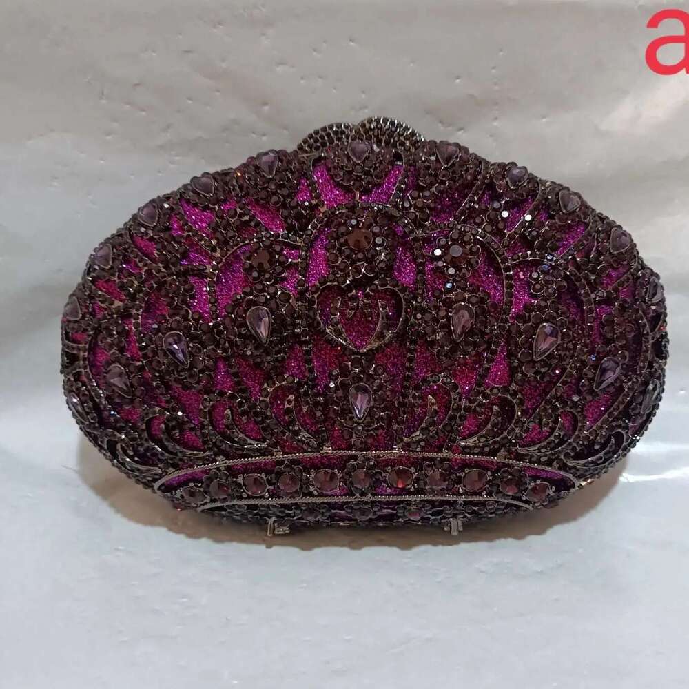 Women Stones Evening and Female Rhinestone Handbags Wedding Party Minaudiere Purse Clutches Bags Purple Bag