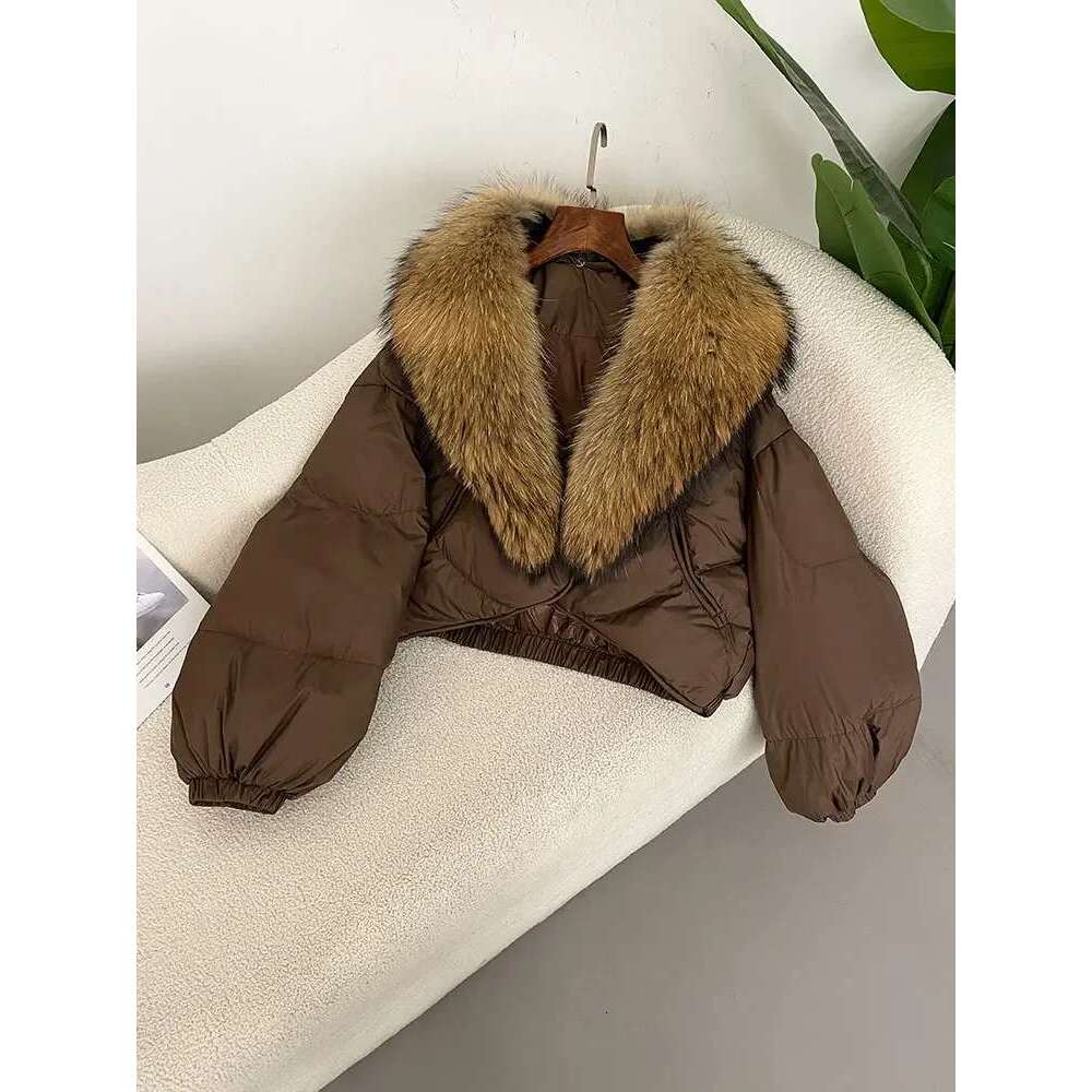 OFTBUY Winter Jacket Women Real Fox Raccoon Fur Collar Natural Thick Warm Duck Down Coat Short Outerwear Streetwear Loose Casual