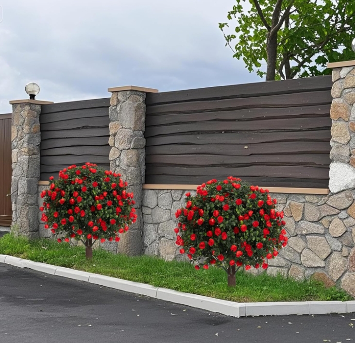 Artificial Rose Boxwood Topiary Ball Bush for Outdoor with Ground Spike 22" UV Resistant Faux Greenery Shrubs