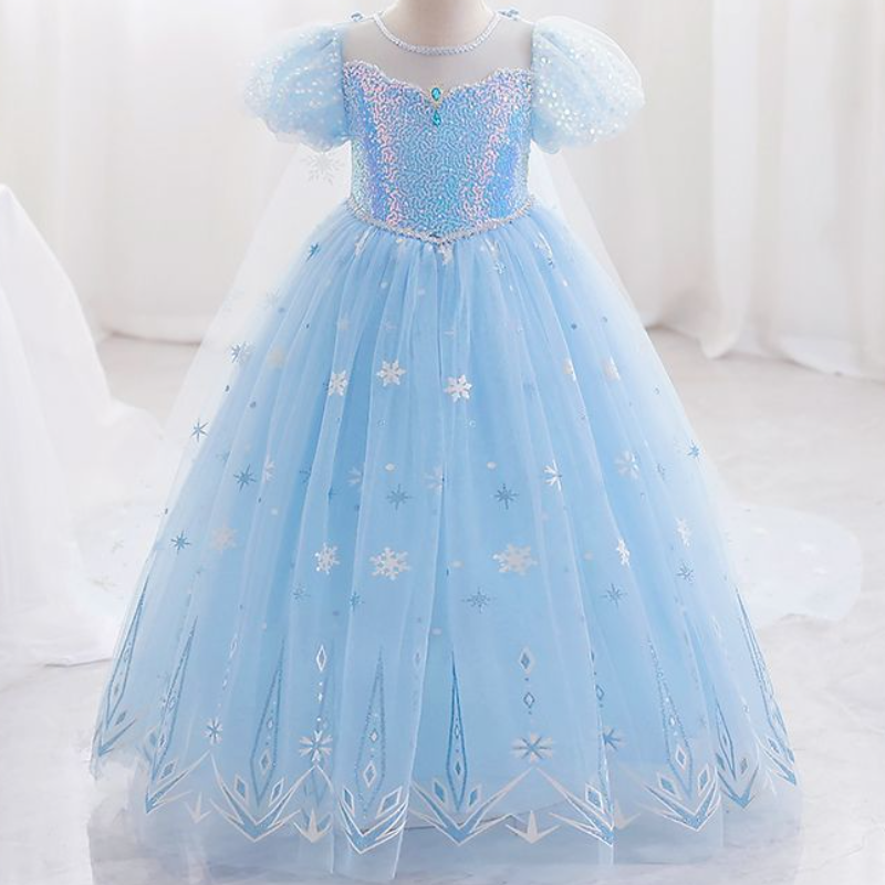 DISNEY toddler designer clothes baby girls Princess baby dress puffy tulle children's outfit cotton Frozen Elsa princess.