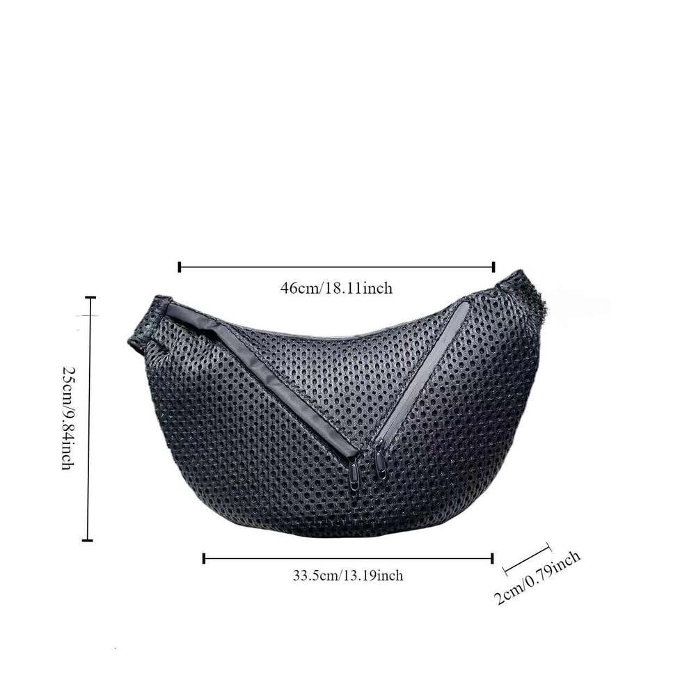 Ladies' Fashionable Crossbody With Large Capacity And Multiple Zippers, Casual Mesh Shoulder Bag