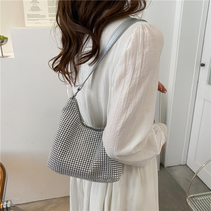 Free Delivery Designer Bag Small Women's 2025 New Stylish Casual Rhinestone Full Diamond Shoulder Crossbody Luxury Bag