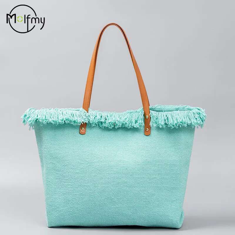 Summer Bags For Beach Tassel Canvas Design Tote Bag Large Capacity Women Commuter Shoulder Handbag Bolsas Para Mujeres