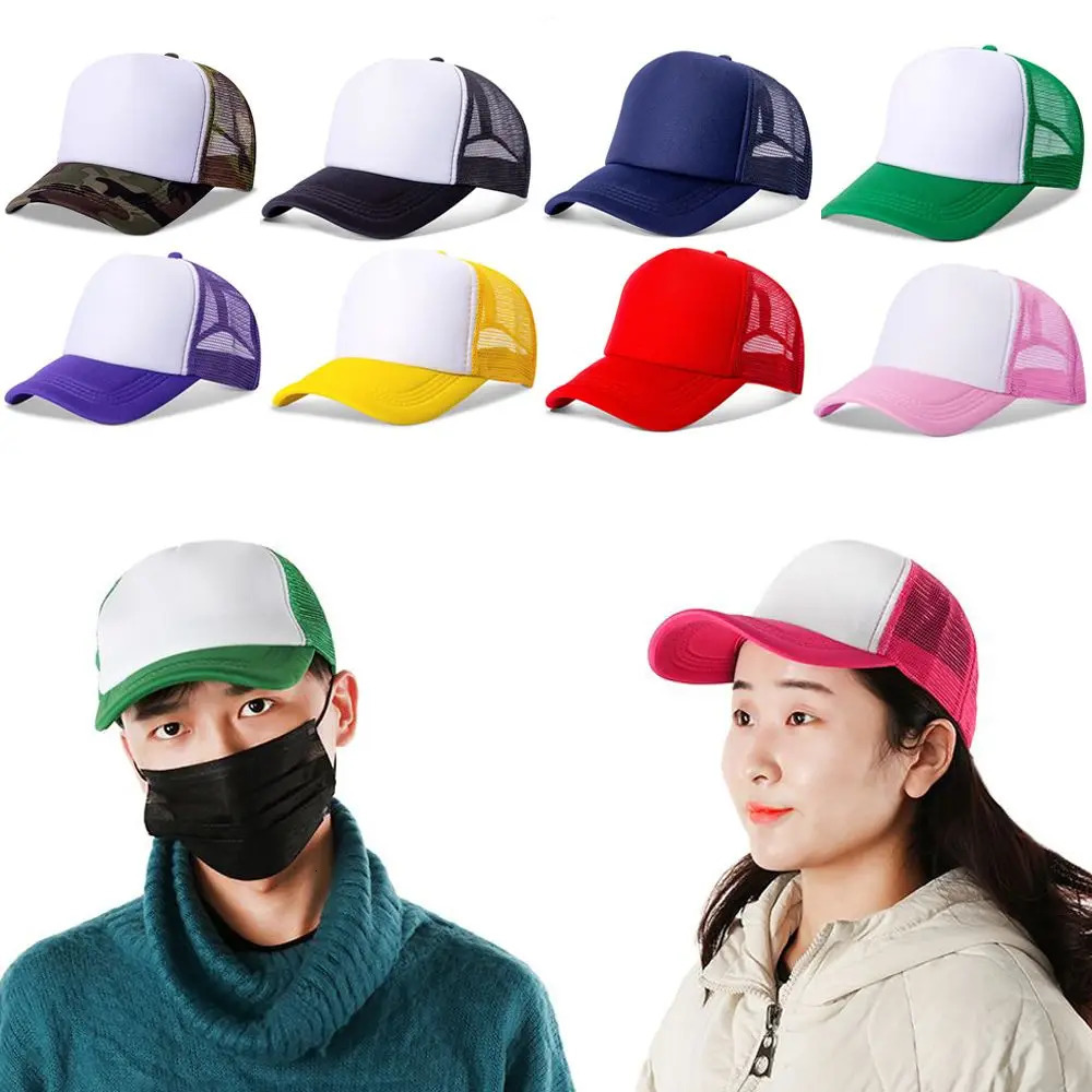 Fashion Unisex Plain Baseball Cap Adjustable Trucker Baseball Cap Mesh Curved Mens Womens Sun Summer Hat 250519
