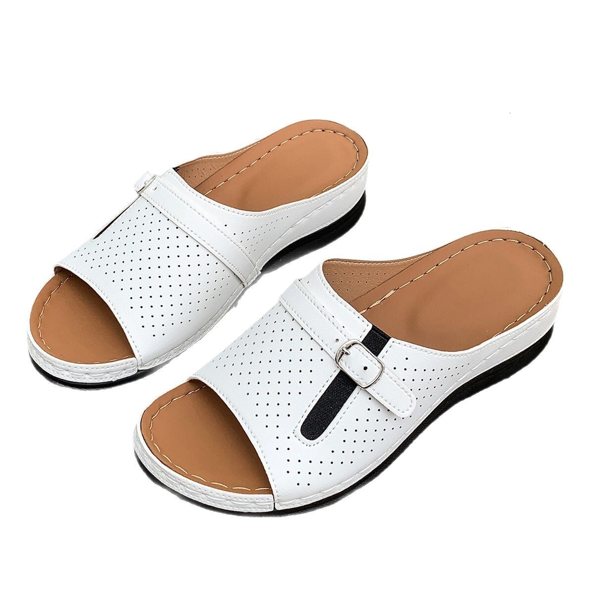 Large Casual Shoes Women S Shoes Summer New Style For Outerwear With Metal Buckle Thick Sole Fishmouth Wedge Sandals Ddmysaturn