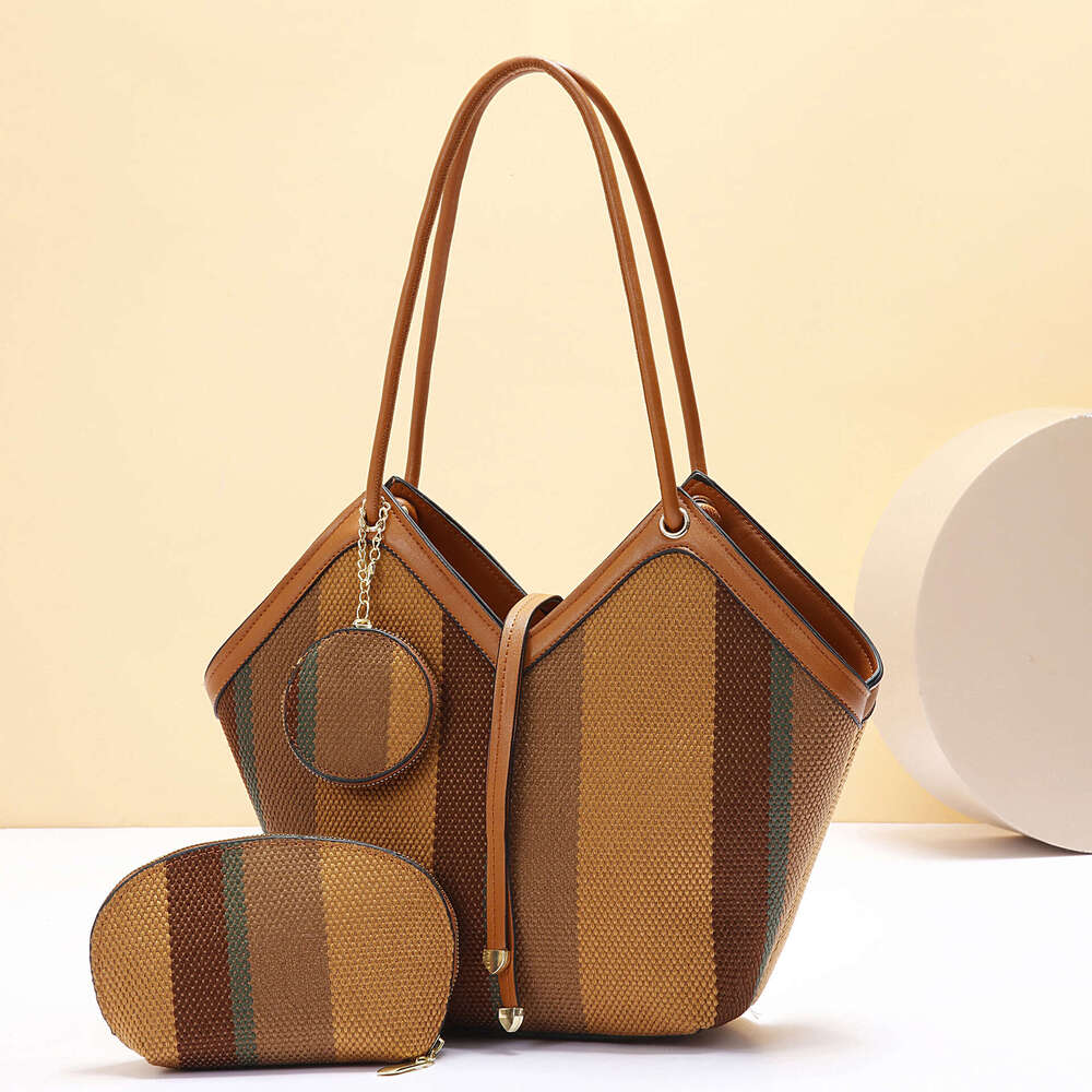 Taizhou large capacity women s shoulder bag fashionable color blocking trendy and atmospheric handbag versatile bags