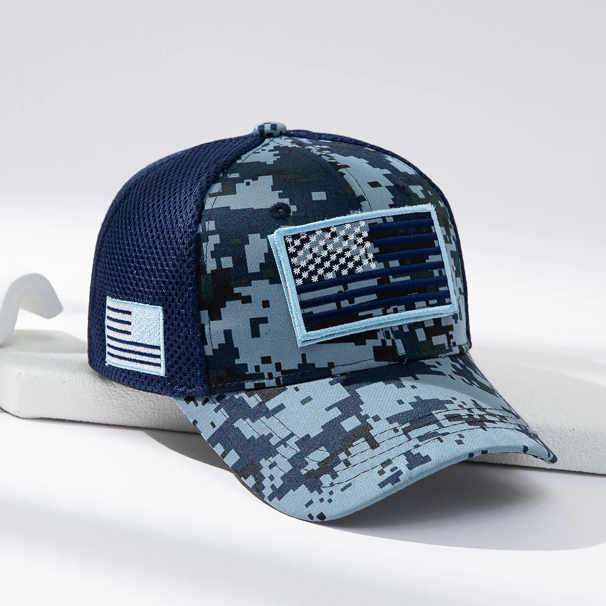 Cross-border fashion patch American flag camouflage mesh baseball cap outdoor versatile sunshade baseball cap 250519