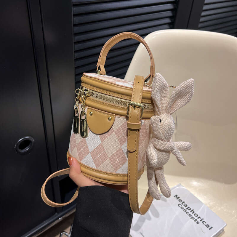This year's popular small for women in the spring summer of 2025 are fashionable and niche crossbody with textured dia grid hand-held bucket bags