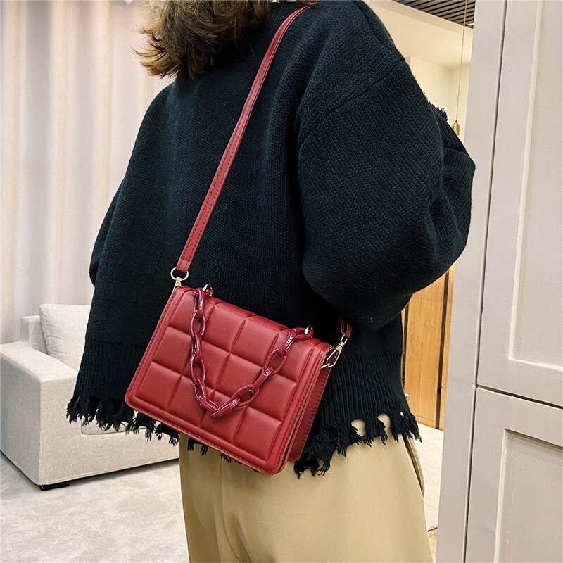 Free Delivery Designer Bag Small For Women In 2025 Trendy New Fashion Chain Diamond Grid Single Shoulder Crossbody Internet Celebrity Simple Portable 