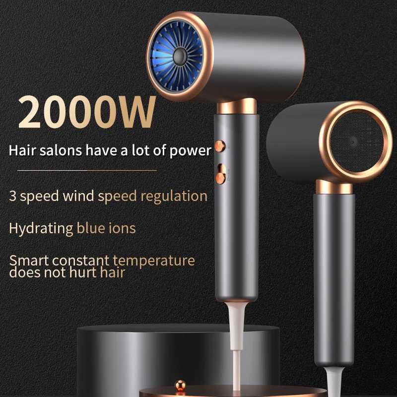 Professional Hair Dryer Hot Cold Wind Air Brush Hairdryer Negative Lonic Blow Dryer Strong PowerDryer Salon Tool 2000W 5th Gear z250520