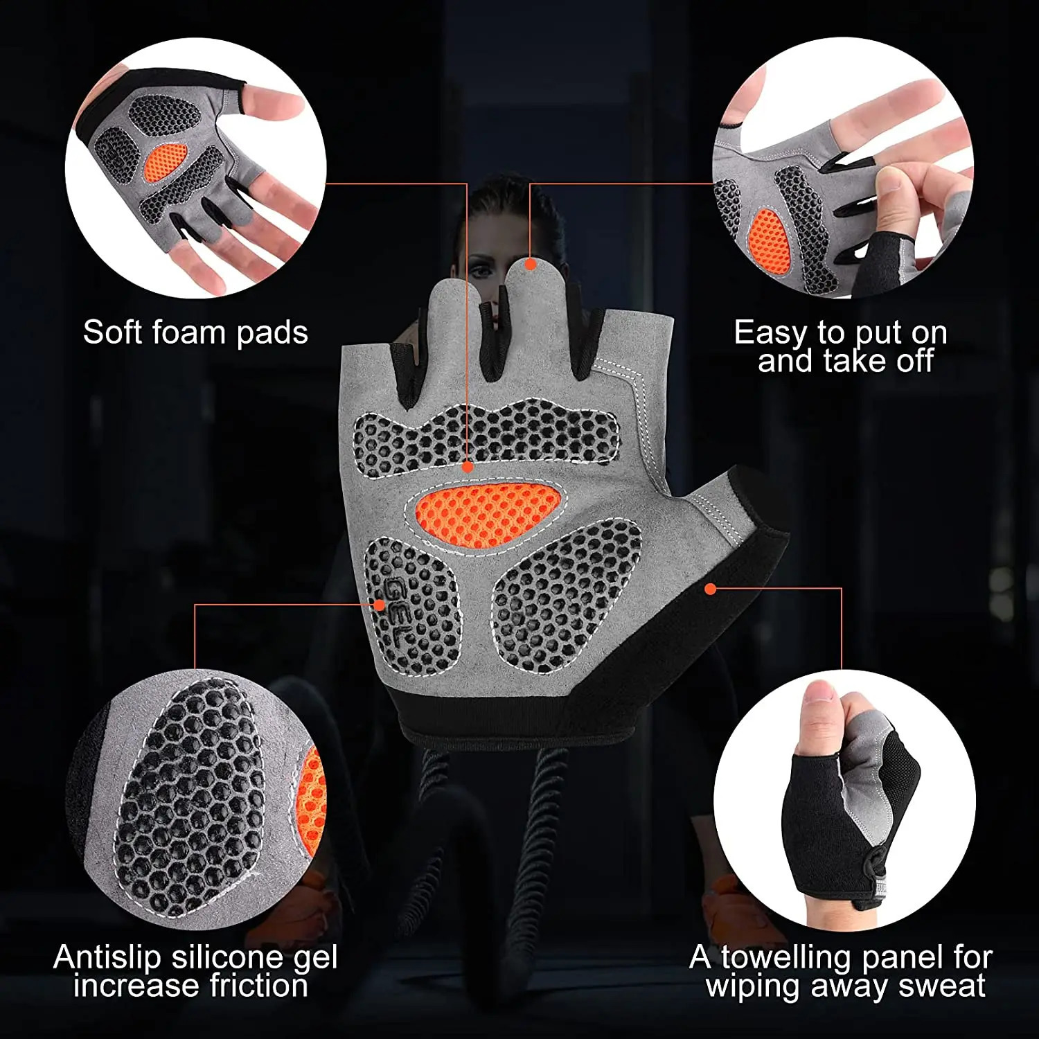 Summer Cycling Sports Gloves For Mens Fitness Training Fingerless Bicycles Antislip and Breathable 250515