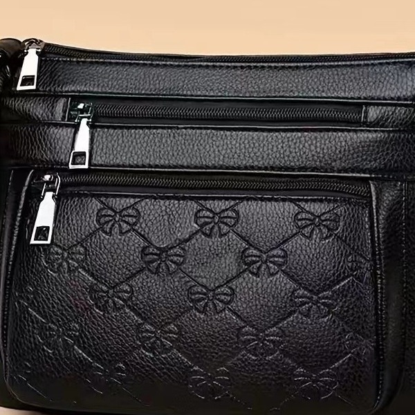 High quality brand high-quality new 2024 genuine leather texture mother PU women's middle-aged and elderly single shoulder crossbody bag free des