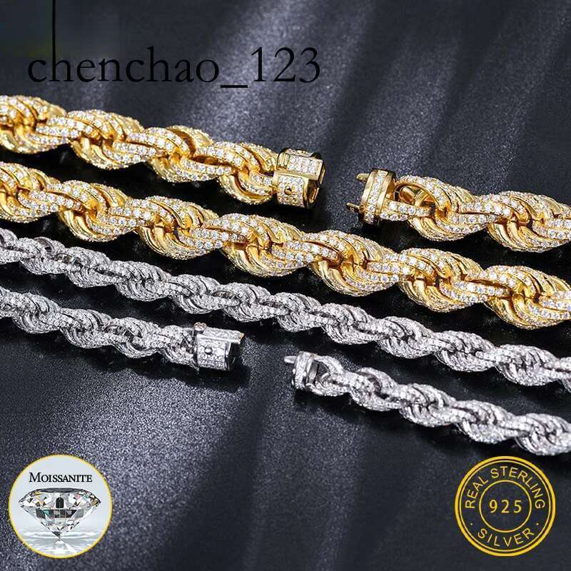 High Quality Rope Chain Man Moissanite Necklace S Sier For Men's Hip Hop Jewelry