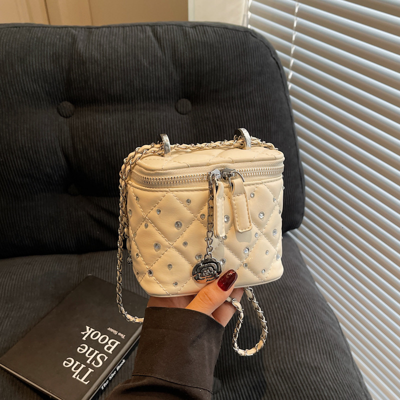 New Summer Exquisite Mini Women's Multi functional Chain Slant Body Super Popular Square Bag Korean Style Fashion Diamond Grid Box bag Single Sho