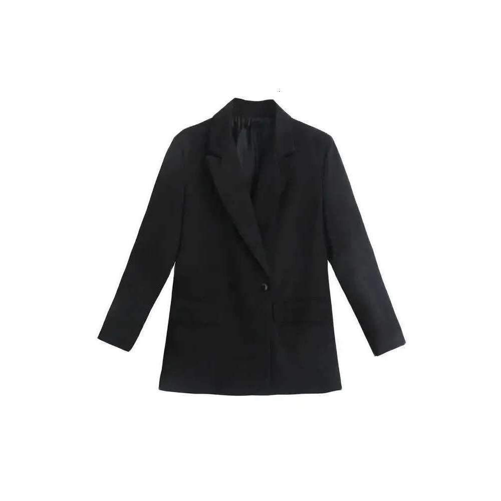 TRZA Women Fashion Double Breasted Loose Fitting Blazer Coat Vintage Long Sleeve Pockets Female Outerwear Chic Veste Femme