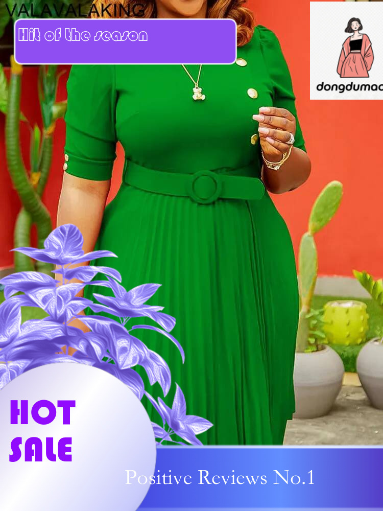 dongdumaoyi 2025 Sexy Summer O Neck Plus Size Women Short Sleeve Large Big Long Dresses Solid Lady Party Folds Button Curvy Dress